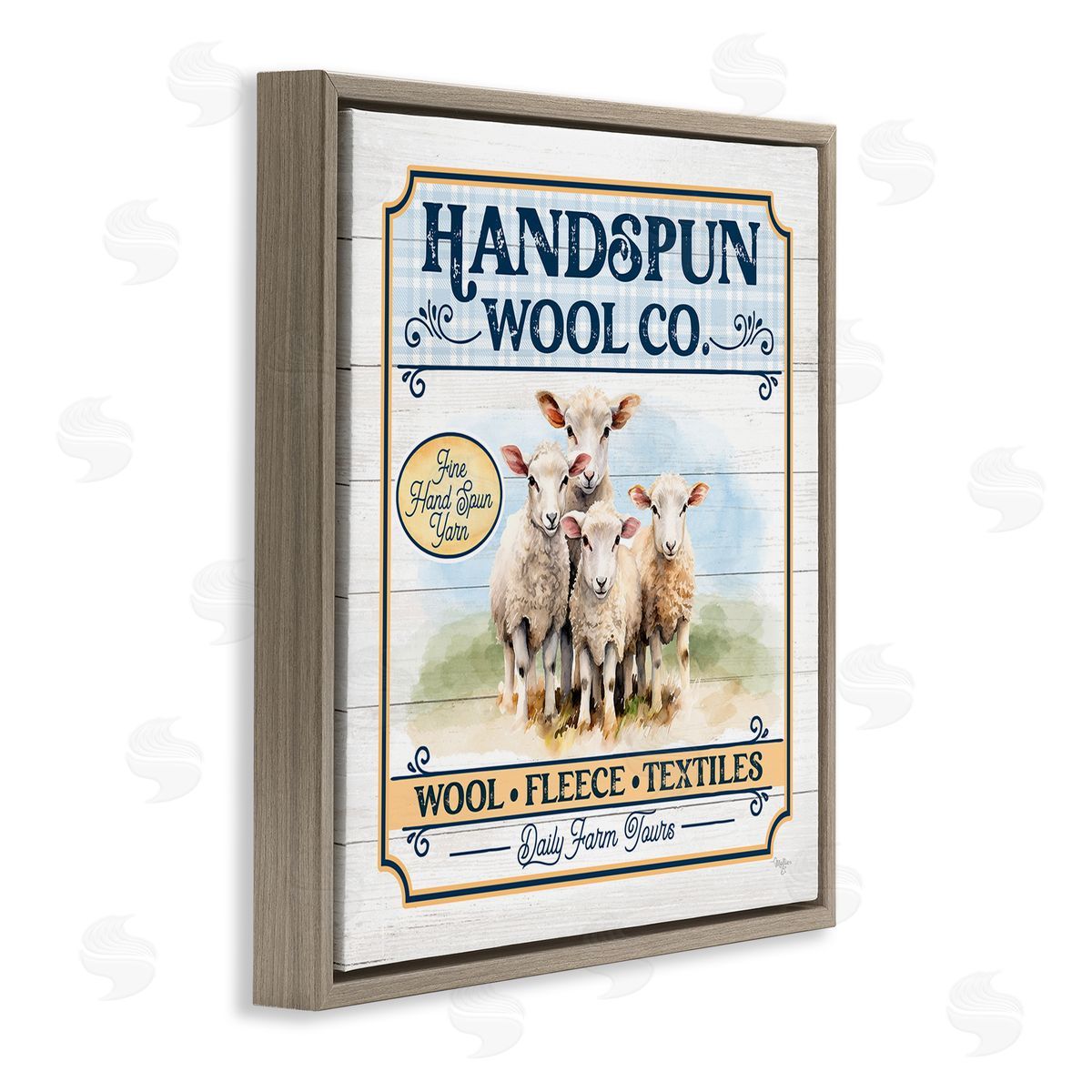 Handspun Wool Sign Brown Floating Frame Canvas Wall Art, Home Decor by Mollie B.
