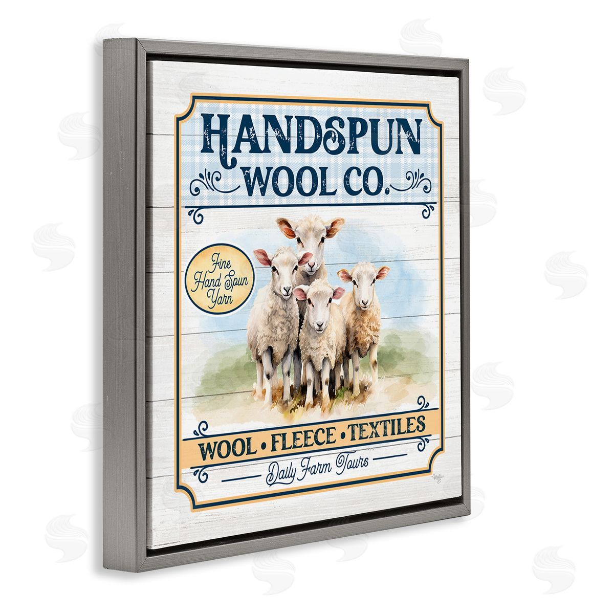 Handspun Wool Sign Grey Floating Frame Canvas Wall Art, Home Decor by Mollie B.