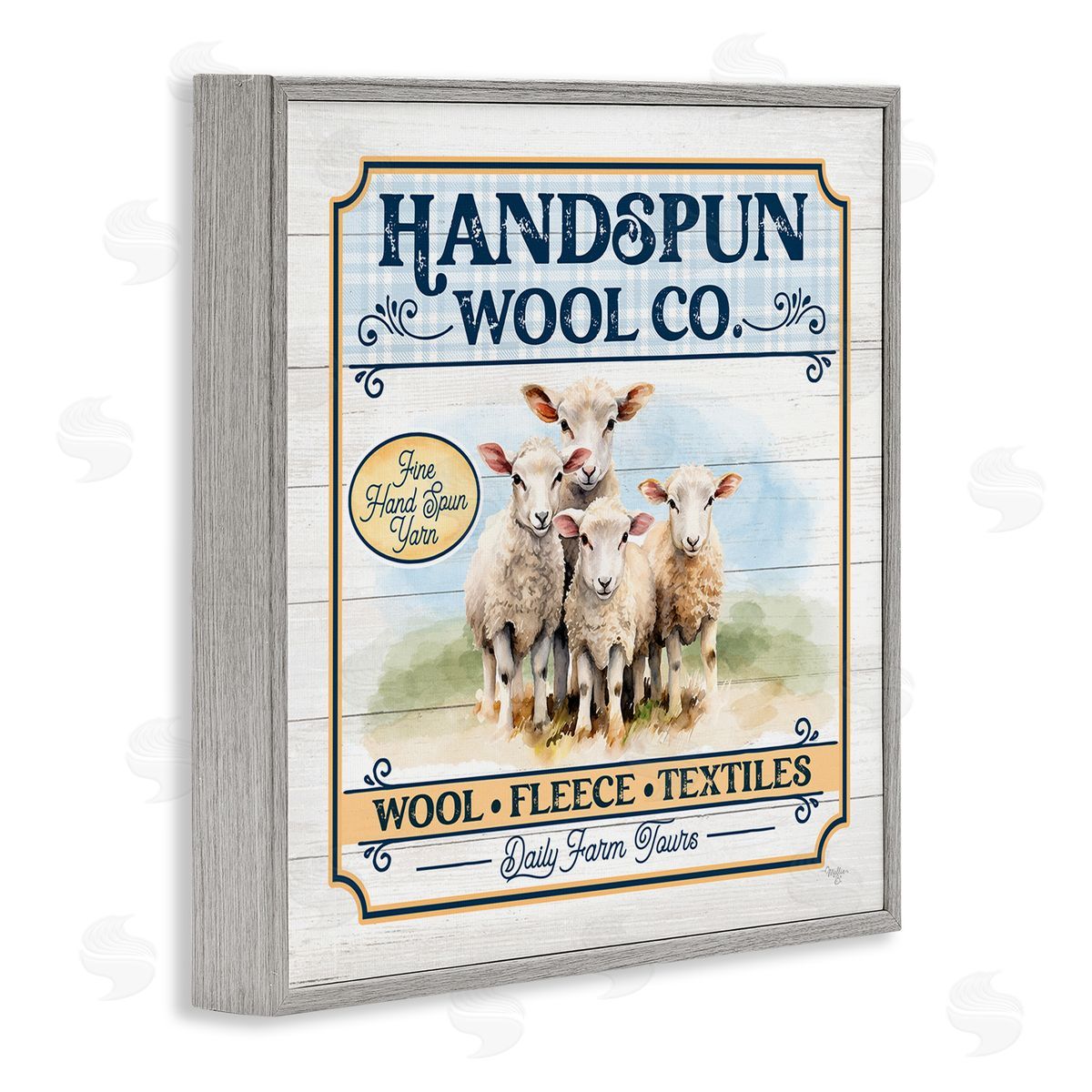Handspun Wool Sign Grey Frame Print Wall Art, Home Decor by Mollie B.