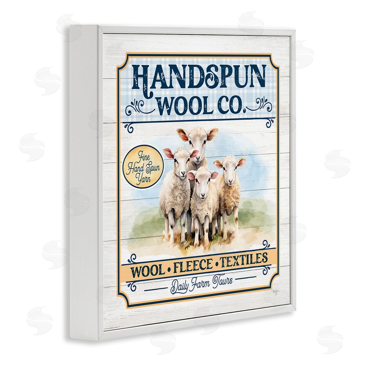Handspun Wool Sign White Frame Print Wall Art, Home Decor by Mollie B.