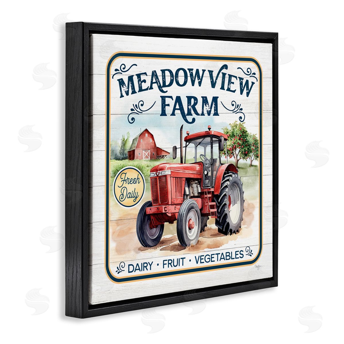 Meadowview Farm Tractor Black Floating Frame Canvas Wall Art, Home Decor by Mollie B.