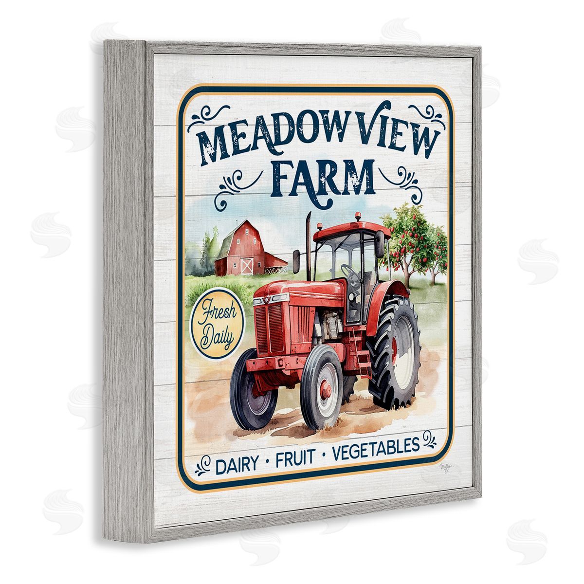 Meadowview Farm Tractor Grey Frame Print Wall Art, Home Decor by Mollie B.