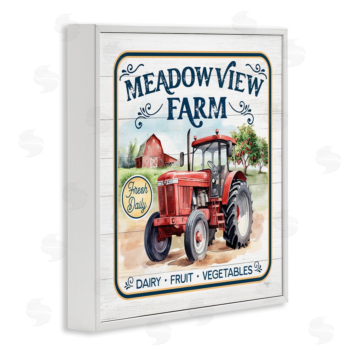 Meadowview Farm Tractor White Frame Print Wall Art, Home Decor by Mollie B.