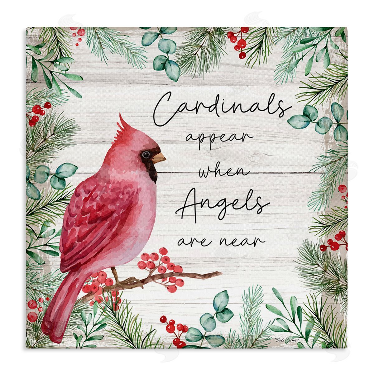 Cardinals and Angels Phrase Canvas Wall Art, Home Decor by Nicole DeCamp