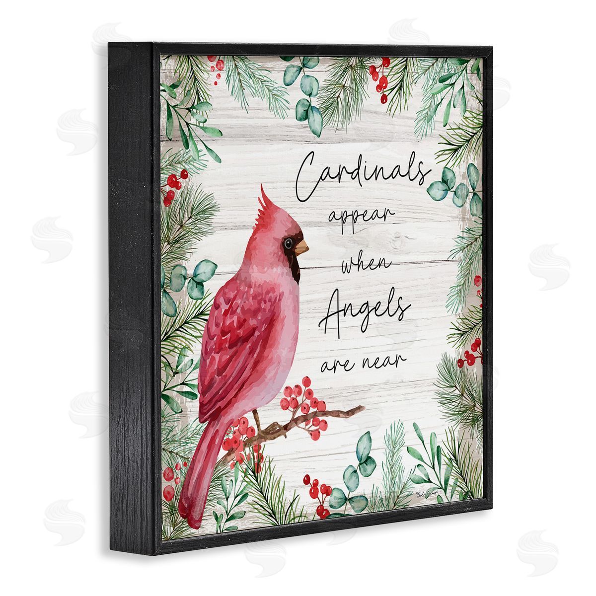 Cardinals and Angels Phrase Black Frame Print Wall Art, Home Decor by Nicole DeCamp