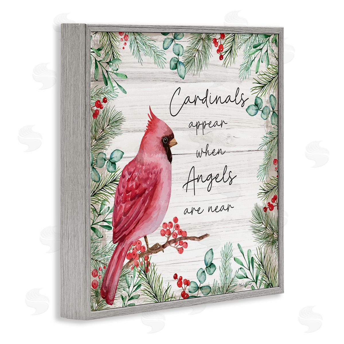 Cardinals and Angels Phrase Grey Frame Print Wall Art, Home Decor by Nicole DeCamp