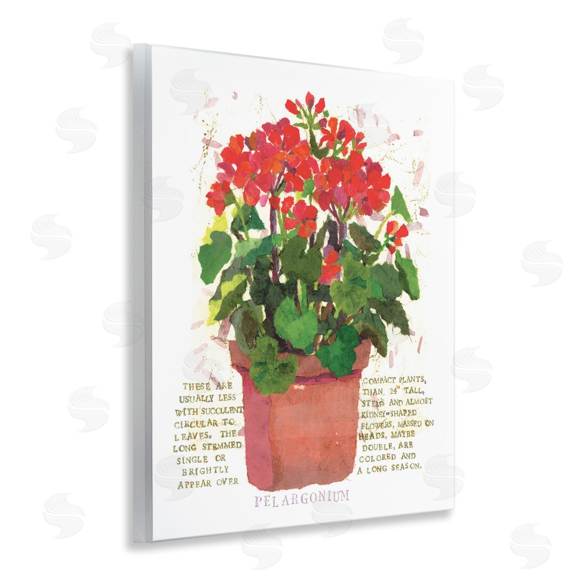 Red Potted Geranium Wood Plaque Wall Art, Home Decor by Nancy Overton