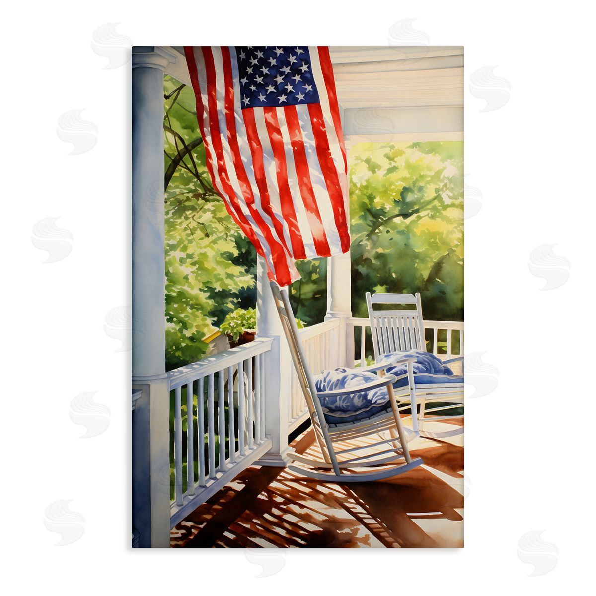 Vintage American Porch Canvas Wall Art, Home Decor by Petal Prints Design