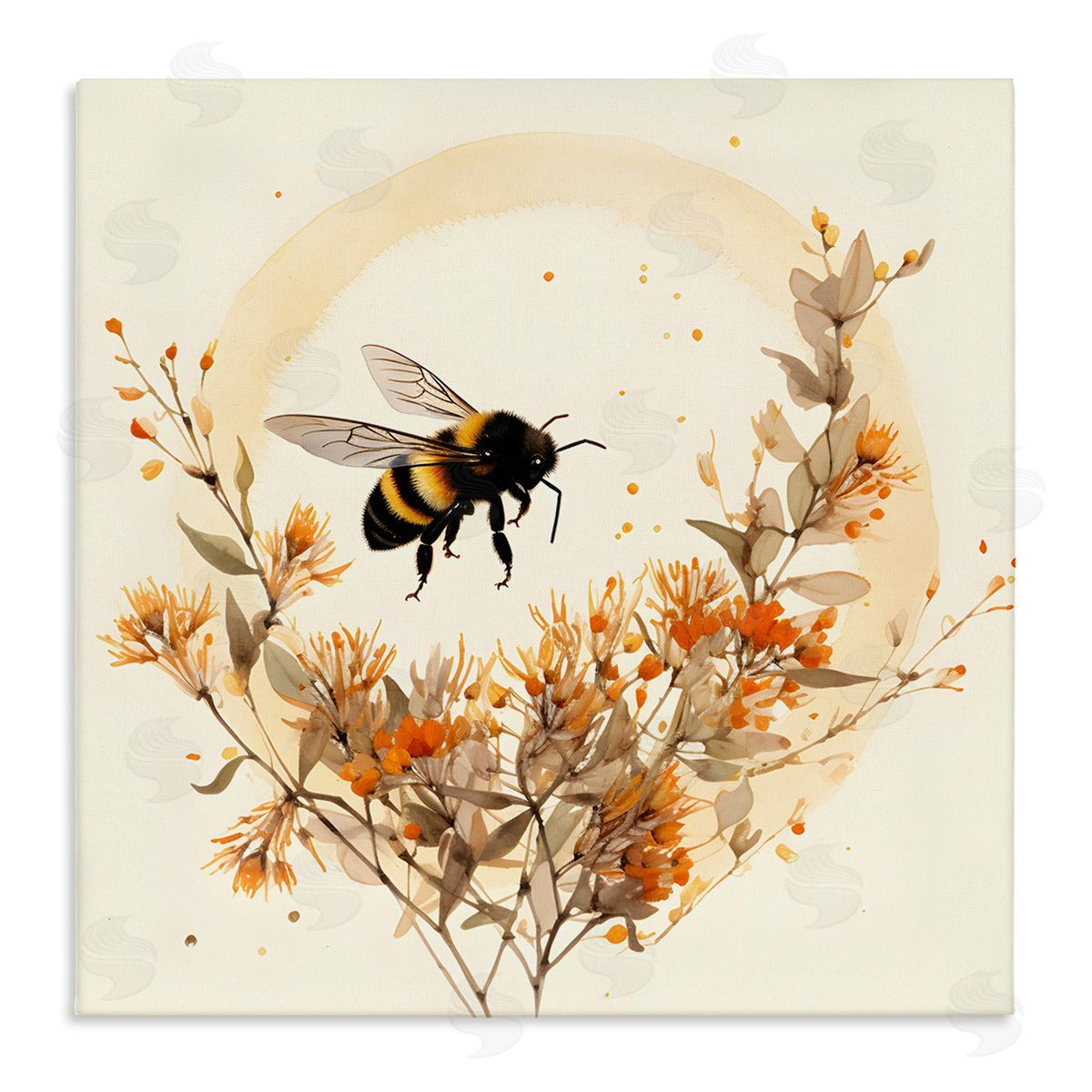Bee Florals View Canvas Wall Art, Home Decor by Petal Prints Design