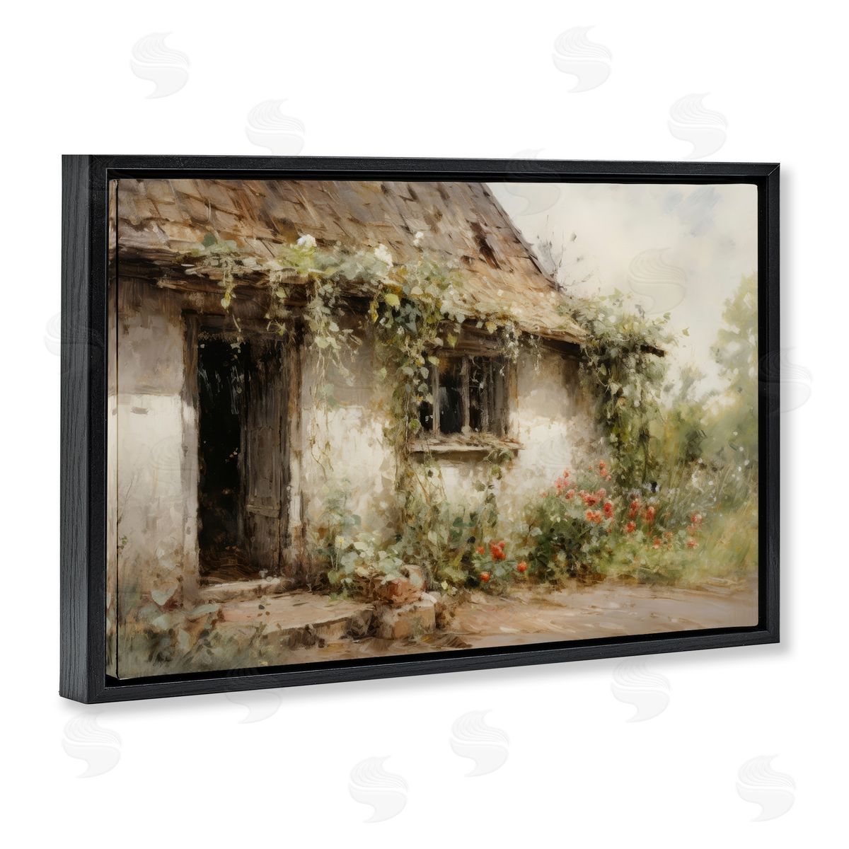 Reclaimed By Nature Black Floating Frame Canvas Wall Art, Home Decor by Petal Prints Design