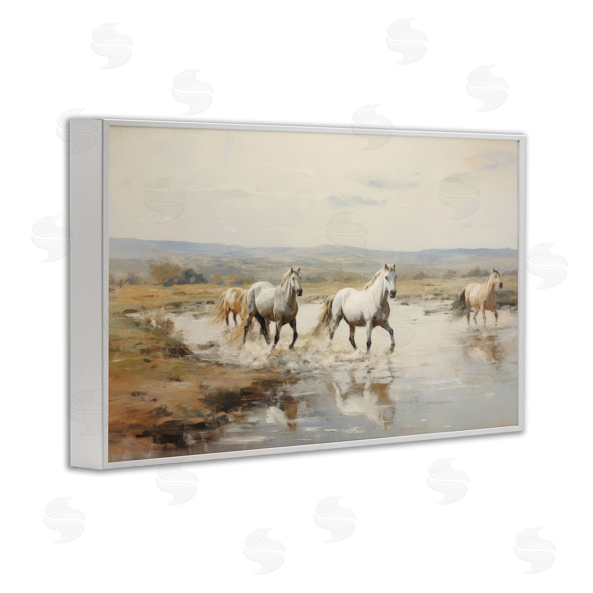 Free Horses Running White Frame Print Wall Art, Home Decor by Petal Prints Design