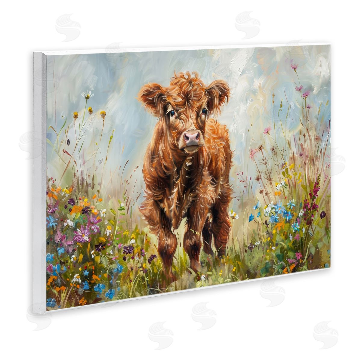 Mountain Cow Scene Wood Plaque Wall Art, Home Decor by Petals Prints Design