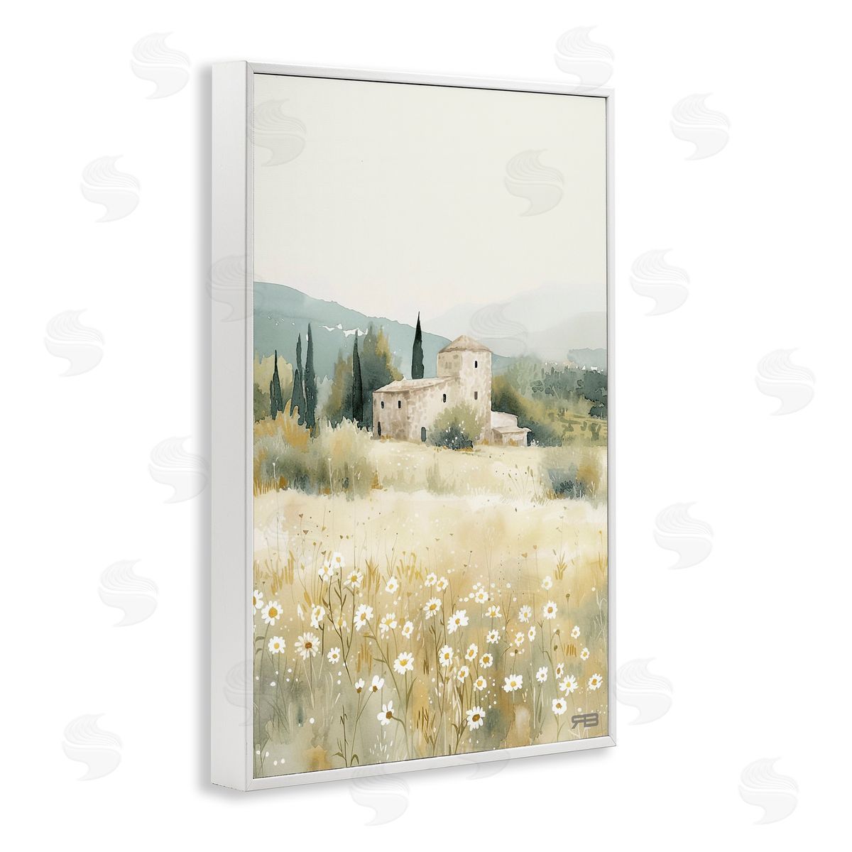 Nu Horizon Countryside White Frame Print Wall Art, Home Decor by Roozbeh Bahramali