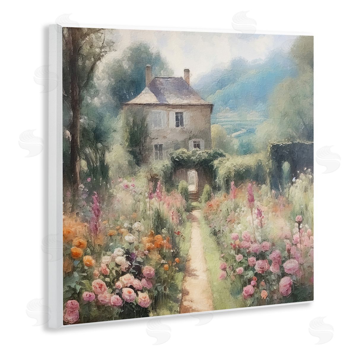 Blooming Cottage Path Wood Plaque Wall Art, Home Decor by RileyB