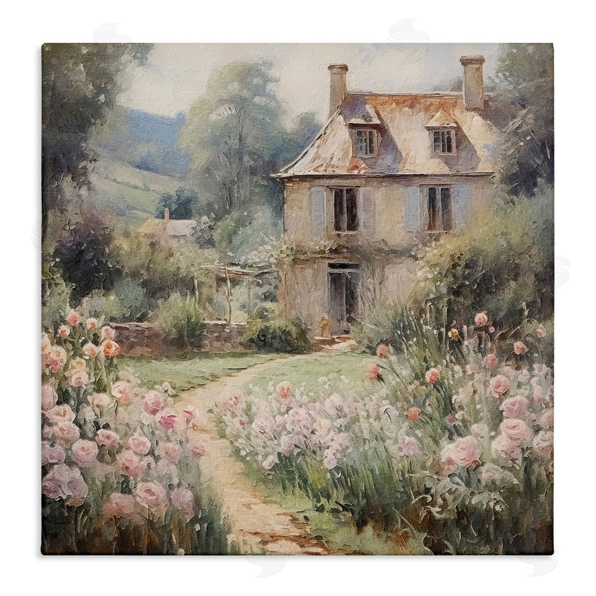 French Garden Cottage Canvas Wall Art, Home Decor by RileyB