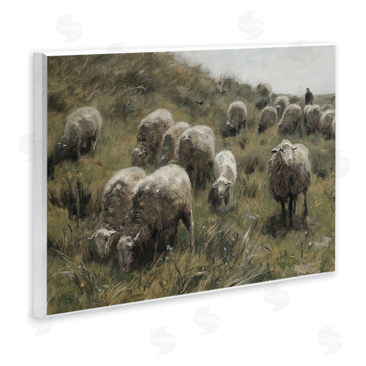 Sheep At Pasture Wood Plaque Wall Art, Home Decor by RileyB