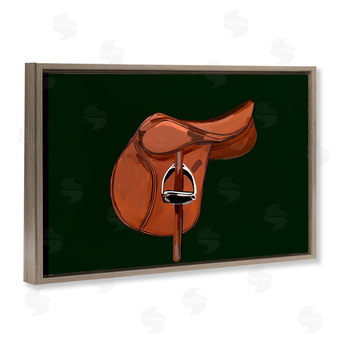 Brown Horse Saddle Brown Floating Frame Canvas Wall Art, Home Decor by Amelia Noyes