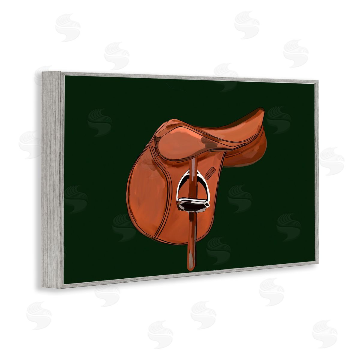 Brown Horse Saddle Grey Frame Print Wall Art, Home Decor by Amelia Noyes