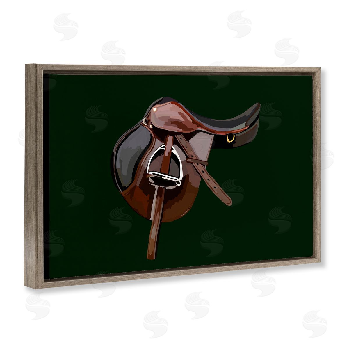 Western Horse Saddle Brown Floating Frame Canvas Wall Art, Home Decor by Amelia Noyes