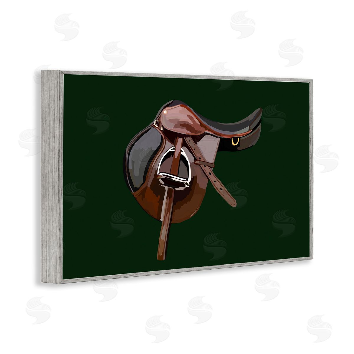 Western Horse Saddle Grey Frame Print Wall Art, Home Decor by Amelia Noyes