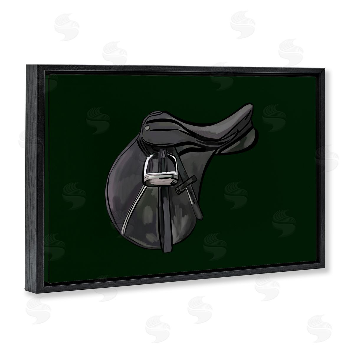 Black Horse Saddle Black Floating Frame Canvas Wall Art, Home Decor by Amelia Noyes