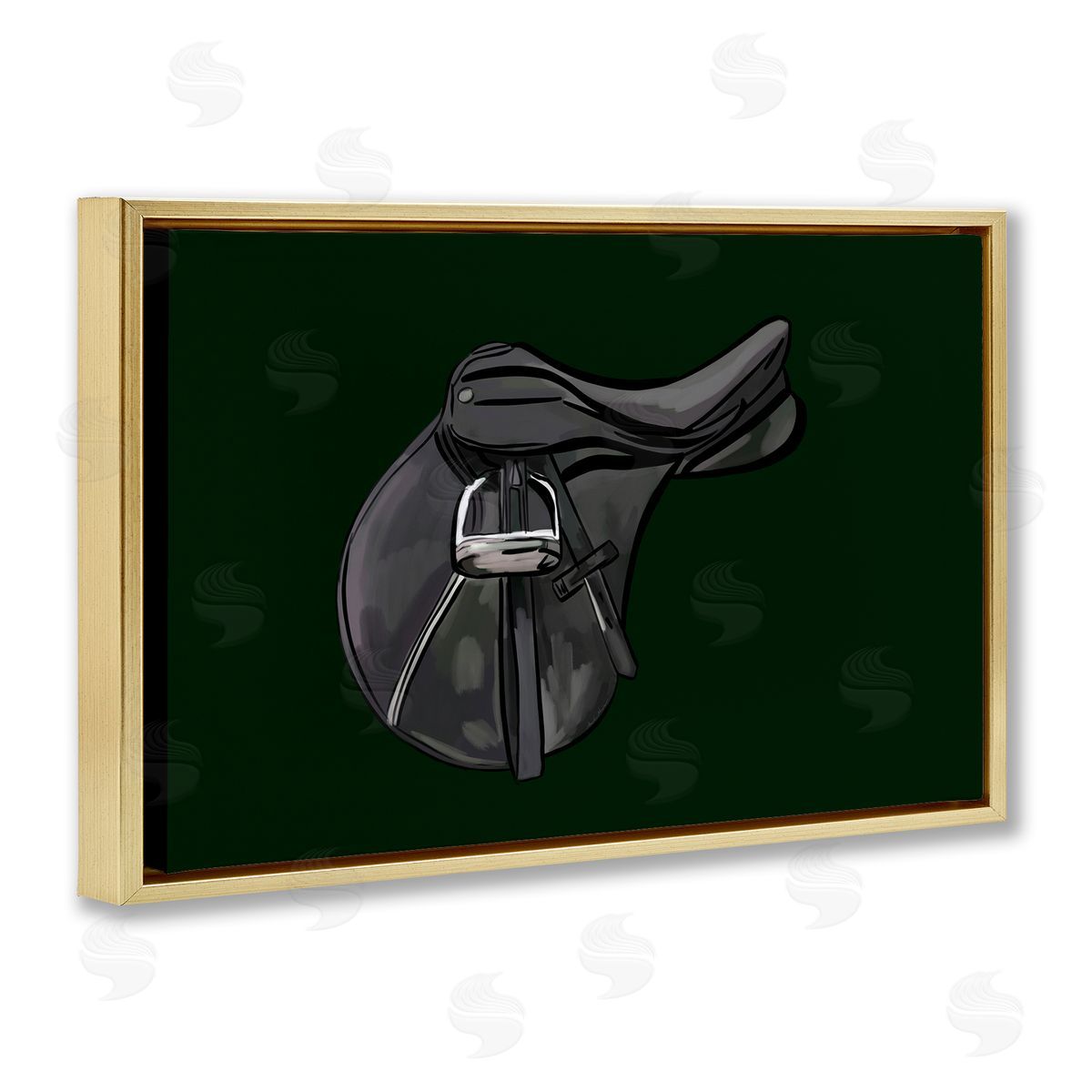 Black Horse Saddle Gold Floating Frame Canvas Wall Art, Home Decor by Amelia Noyes