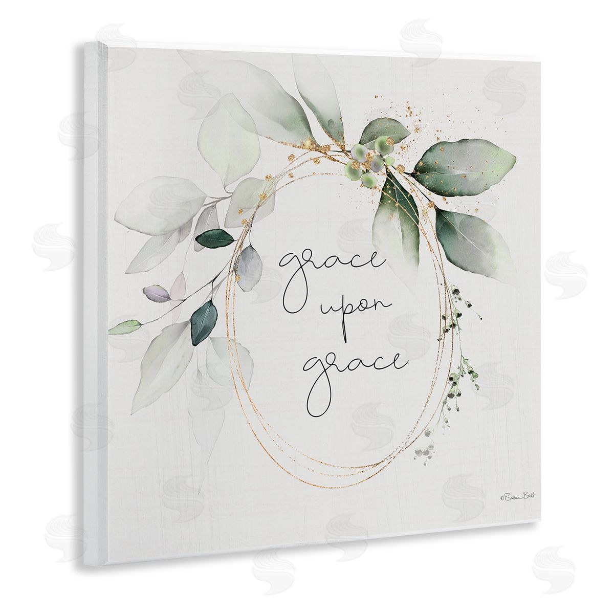 Grace with Soft Leaves Wood Plaque Wall Art, Home Decor by Susan Ball