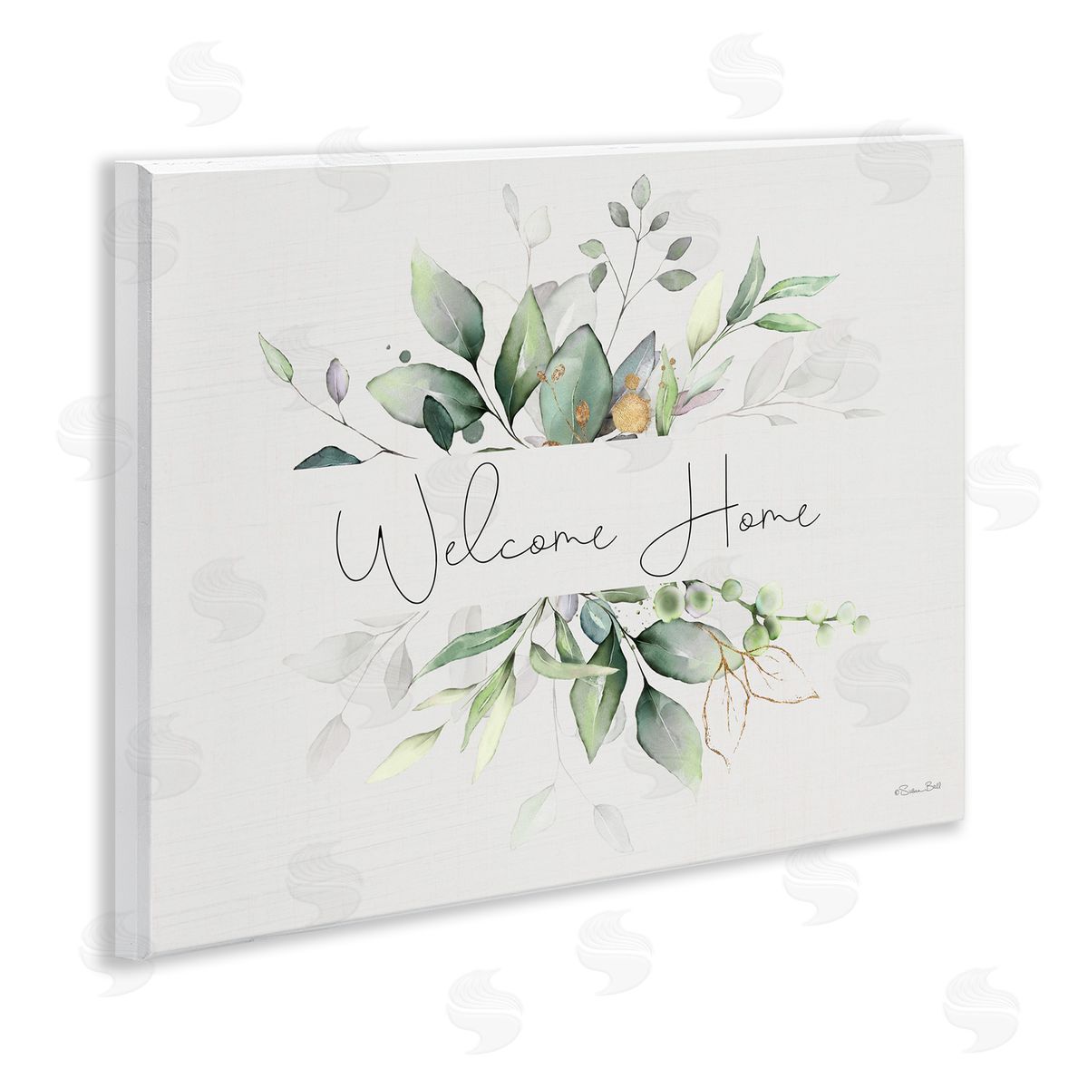 Soft Leaves Welcome Wood Plaque Wall Art, Home Decor by Susan Ball