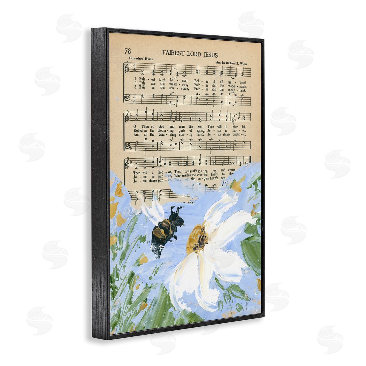 Floral Music Hymn Black Frame Print Wall Art, Home Decor by Lucille Price