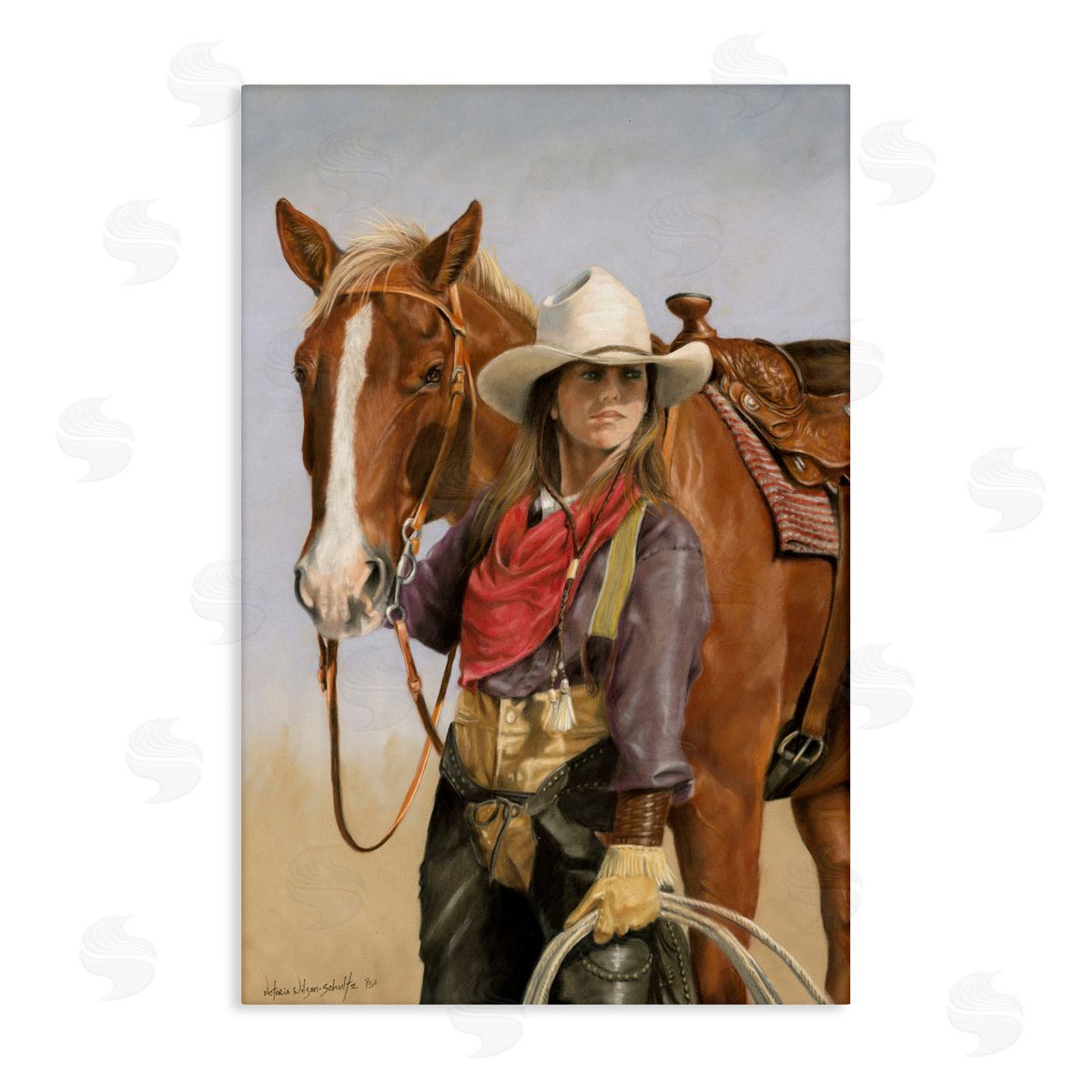 Powerful Female Cowgirl Canvas Wall Art, Home Decor by Victoria Schultz