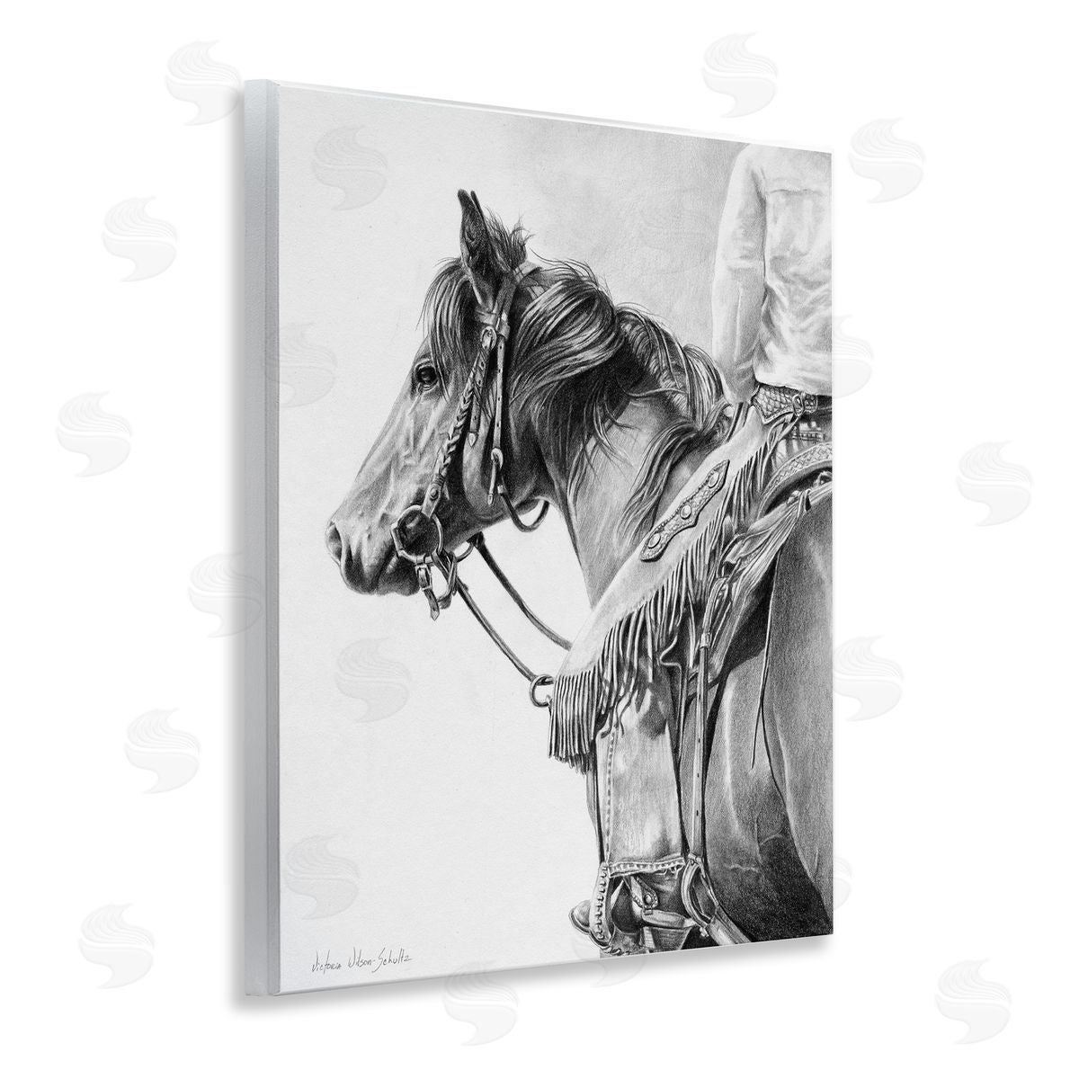 Detailed Stallion and Cowboy Wood Plaque Wall Art, Home Decor by Victoria Schultz