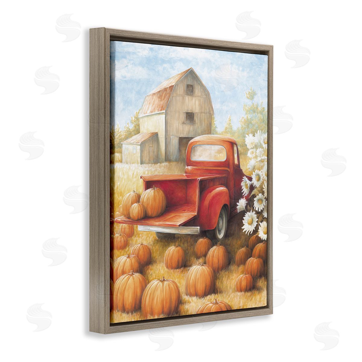 Pumpkin Harvest Drop Off Brown Floating Frame Canvas Wall Art, Home Decor by White Ladder