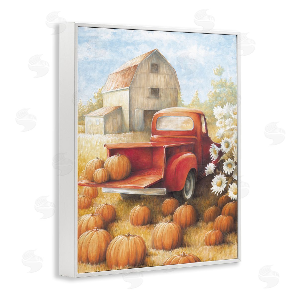 Pumpkin Harvest Drop Off White Frame Print Wall Art, Home Decor by White Ladder