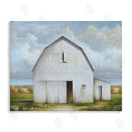 White Ladder | White Barn with Clouds