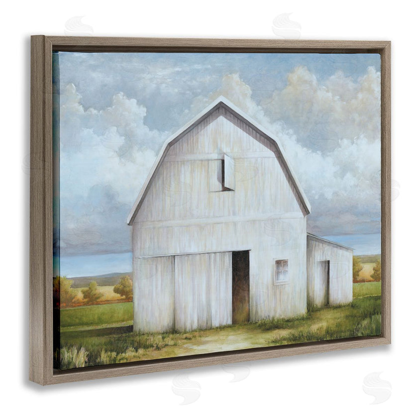 White Ladder | White Barn with Clouds