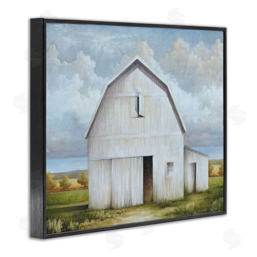 White Ladder | White Barn with Clouds