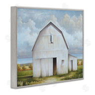 White Ladder | White Barn with Clouds