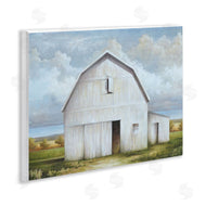 White Ladder | White Barn with Clouds
