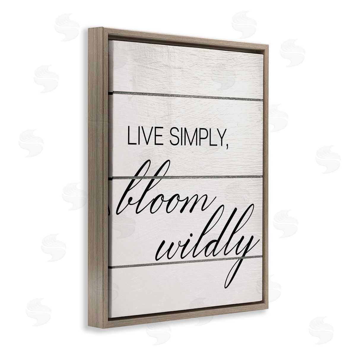 Bloom Wildly Phrase Brown Floating Frame Canvas Wall Art, Home Decor by Ziwei Li