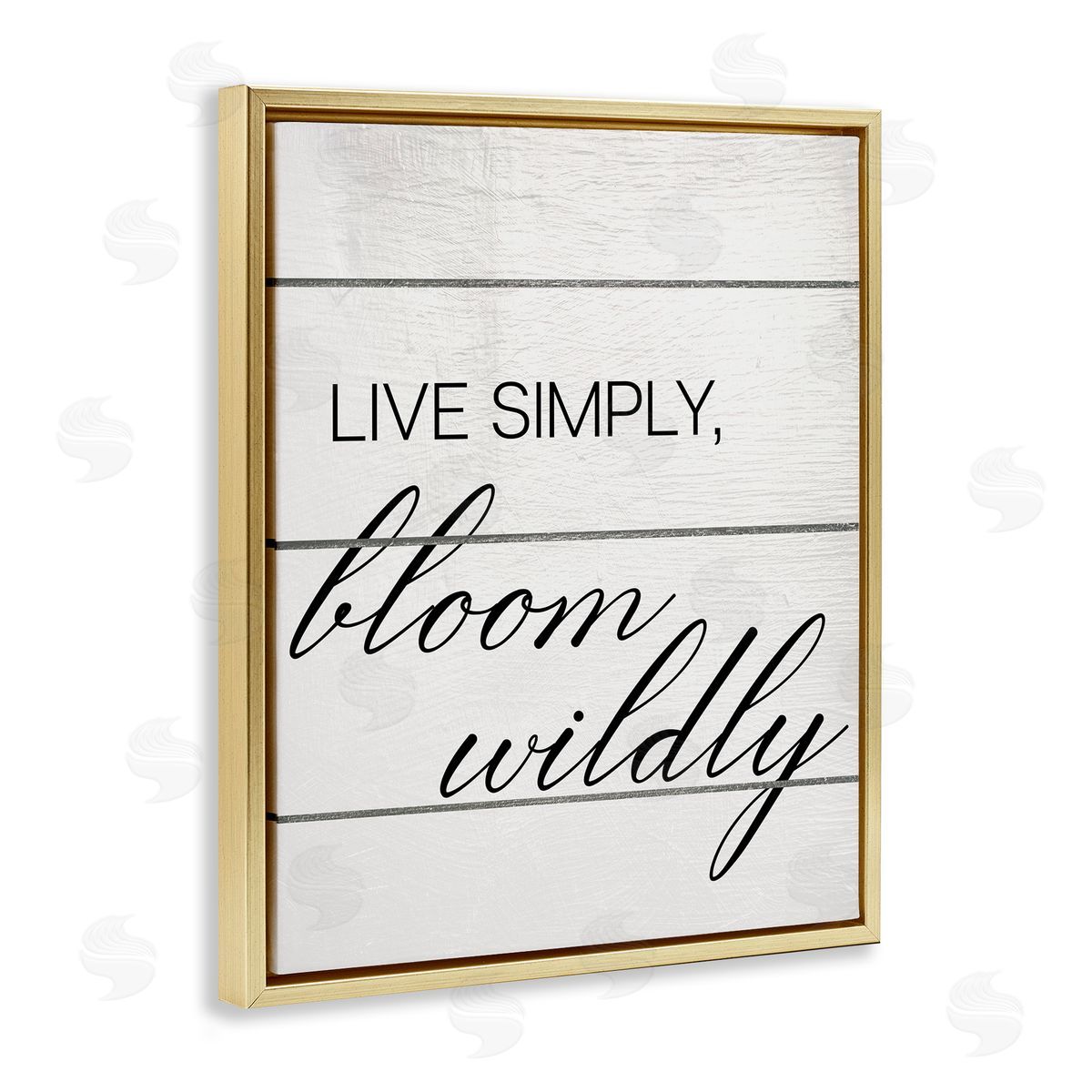 Bloom Wildly Phrase Gold Floating Frame Canvas Wall Art, Home Decor by Ziwei Li