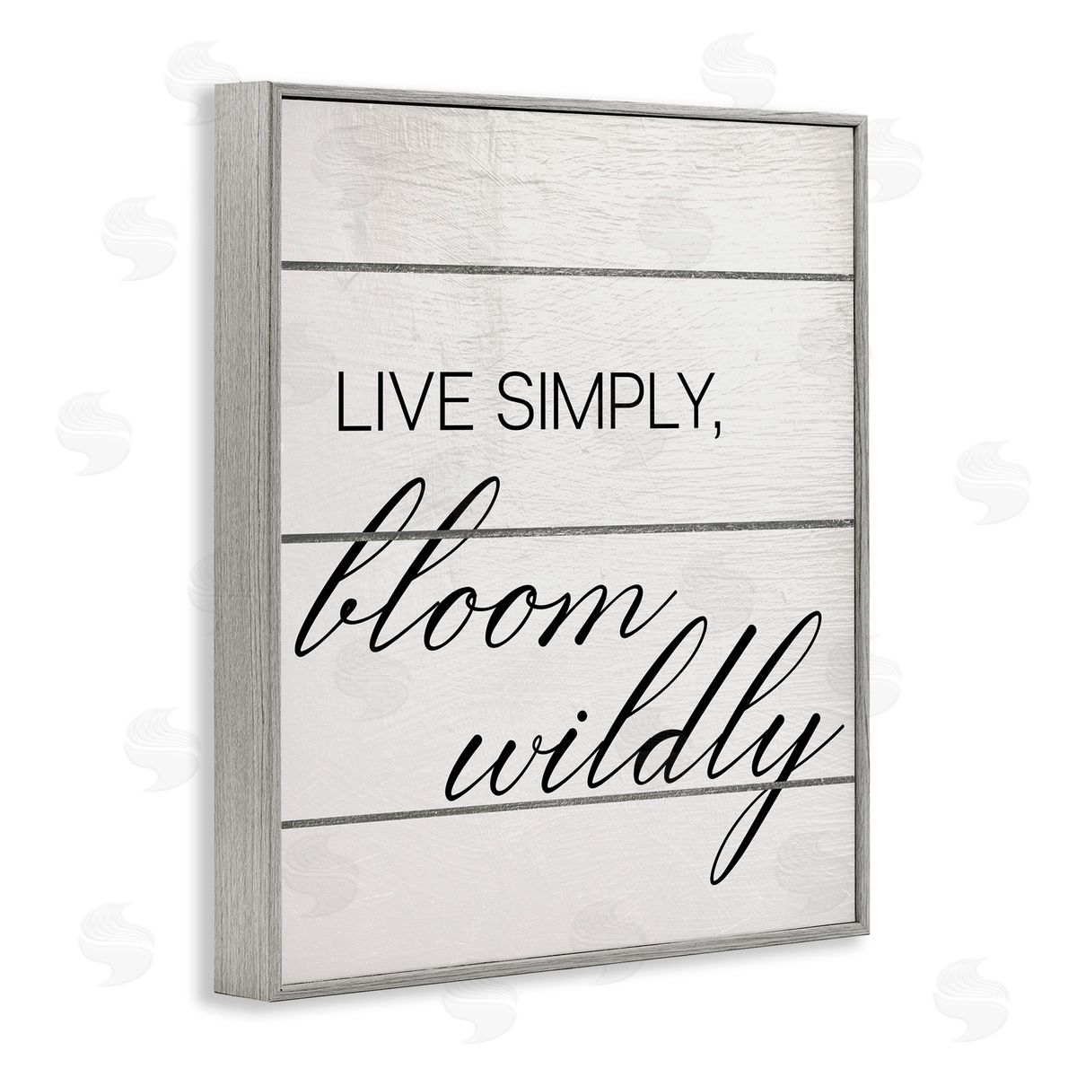 Bloom Wildly Phrase Grey Frame Print Wall Art, Home Decor by Ziwei Li