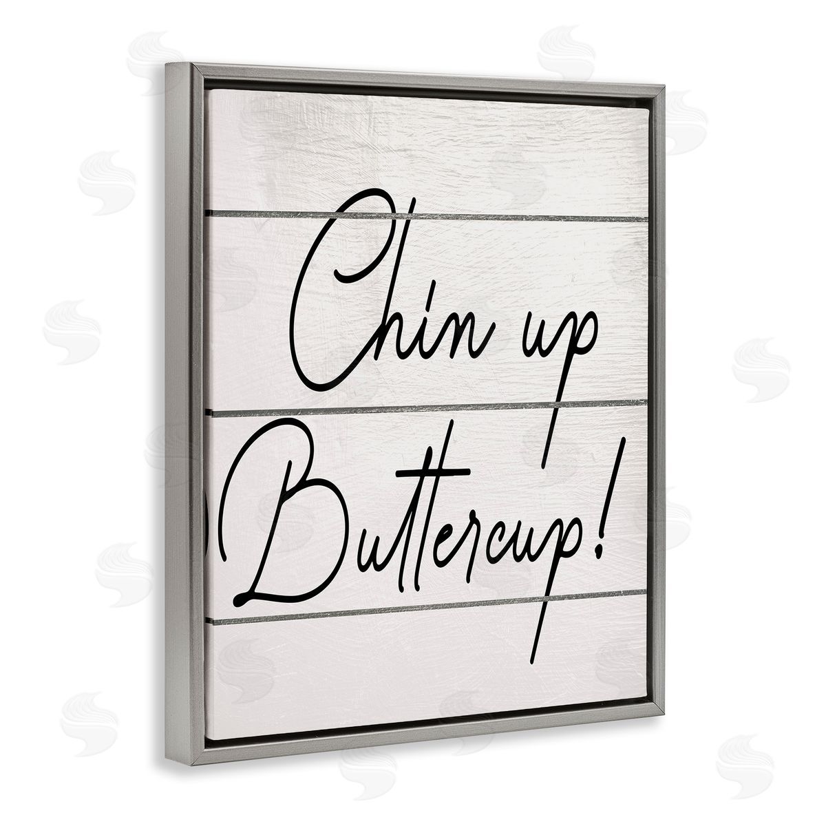 Chin Up Buttercup Grey Floating Frame Canvas Wall Art, Home Decor by Ziwei Li
