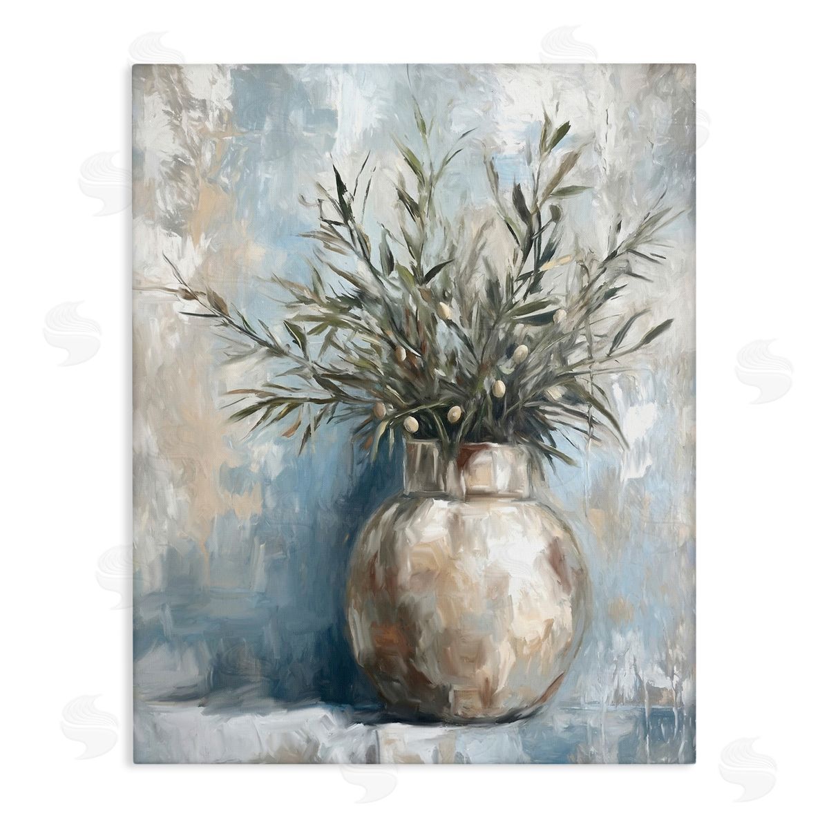 Potted Olive Branches Canvas Wall Art, Home Decor by Ramona Murdock