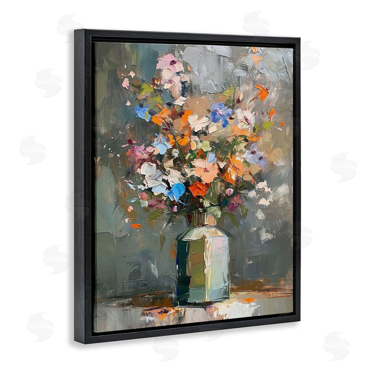 Mixed Bold Bouquet Black Floating Frame Canvas Wall Art, Home Decor by Ramona Murdock