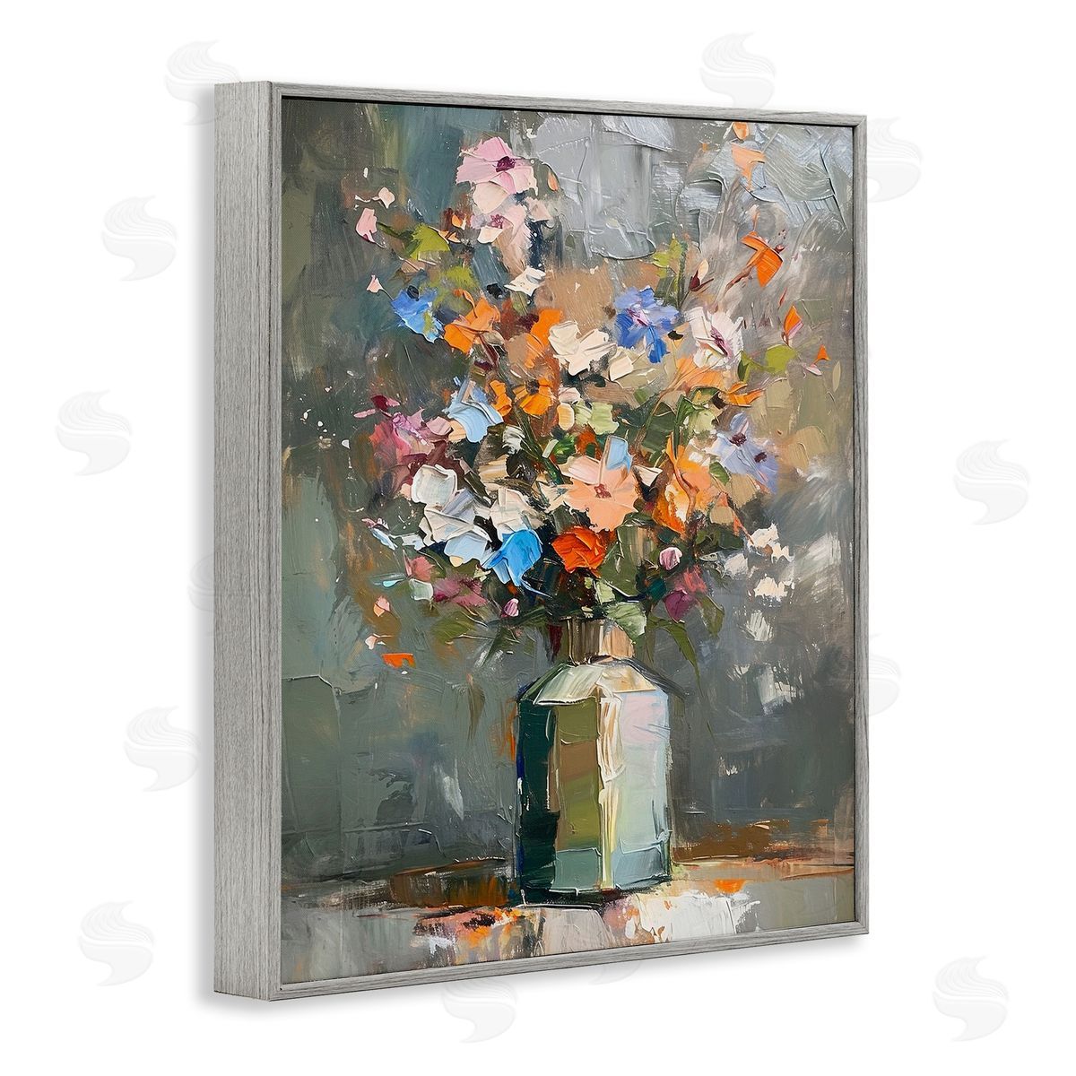 Mixed Bold Bouquet Grey Frame Print Wall Art, Home Decor by Ramona Murdock