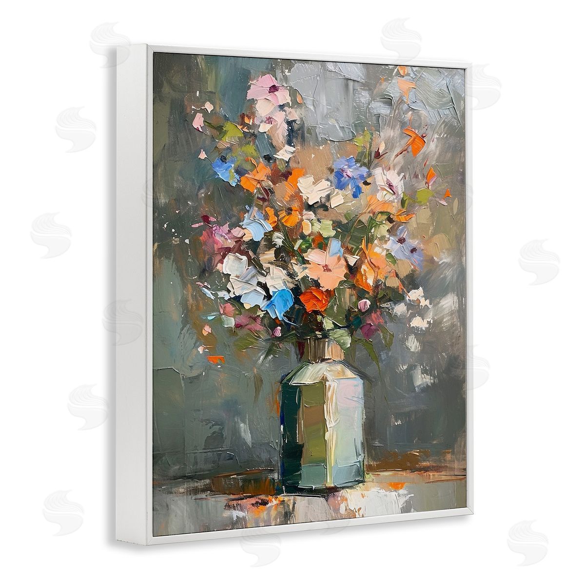 Mixed Bold Bouquet White Frame Print Wall Art, Home Decor by Ramona Murdock