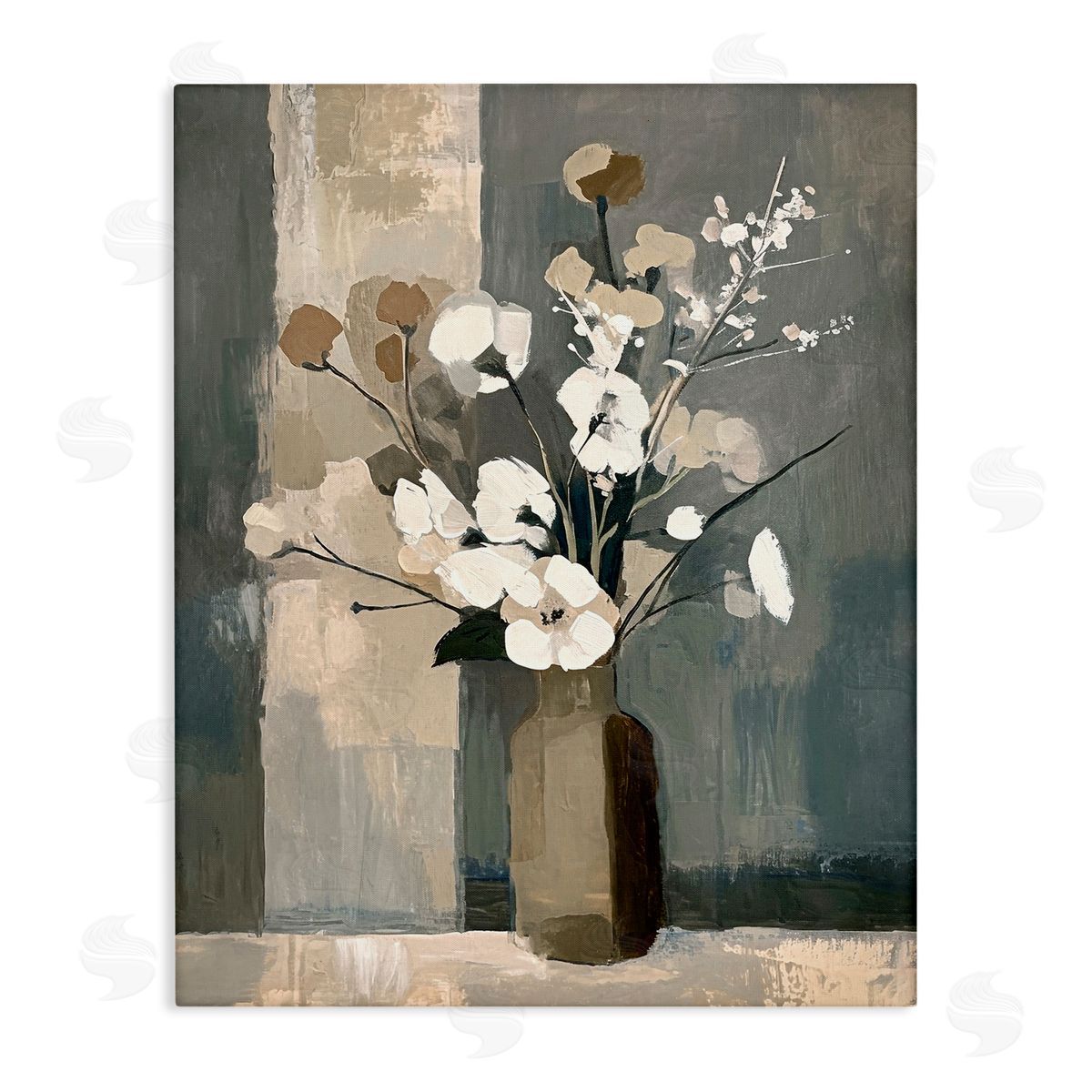 Neutral Floral Vase Canvas Wall Art, Home Decor by Ramona Murdock
