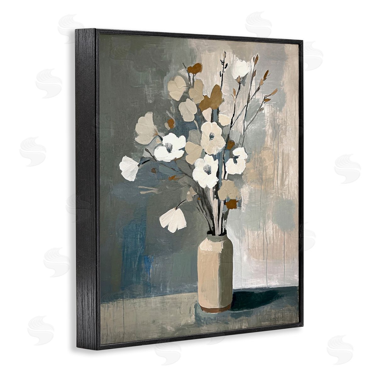 Natural Floral Vase Black Frame Print Wall Art, Home Decor by Ramona Murdock