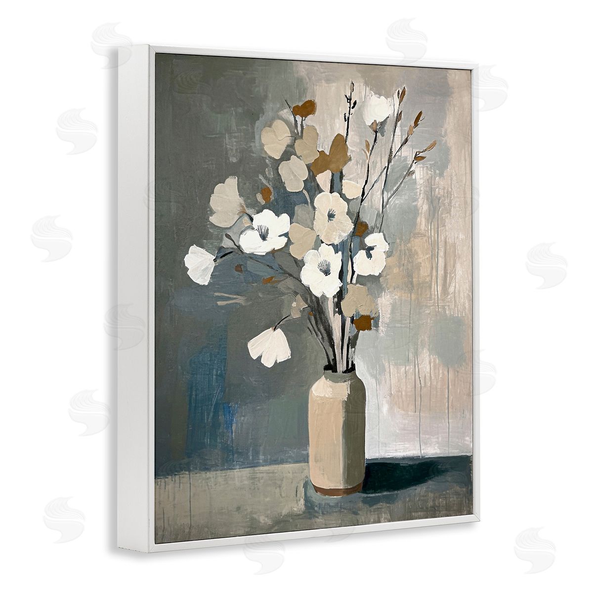 Natural Floral Vase White Frame Print Wall Art, Home Decor by Ramona Murdock