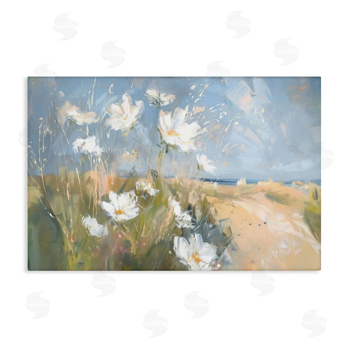 Seaside Wildflowers Scenery Canvas Wall Art, Home Decor by Ramona Murdock